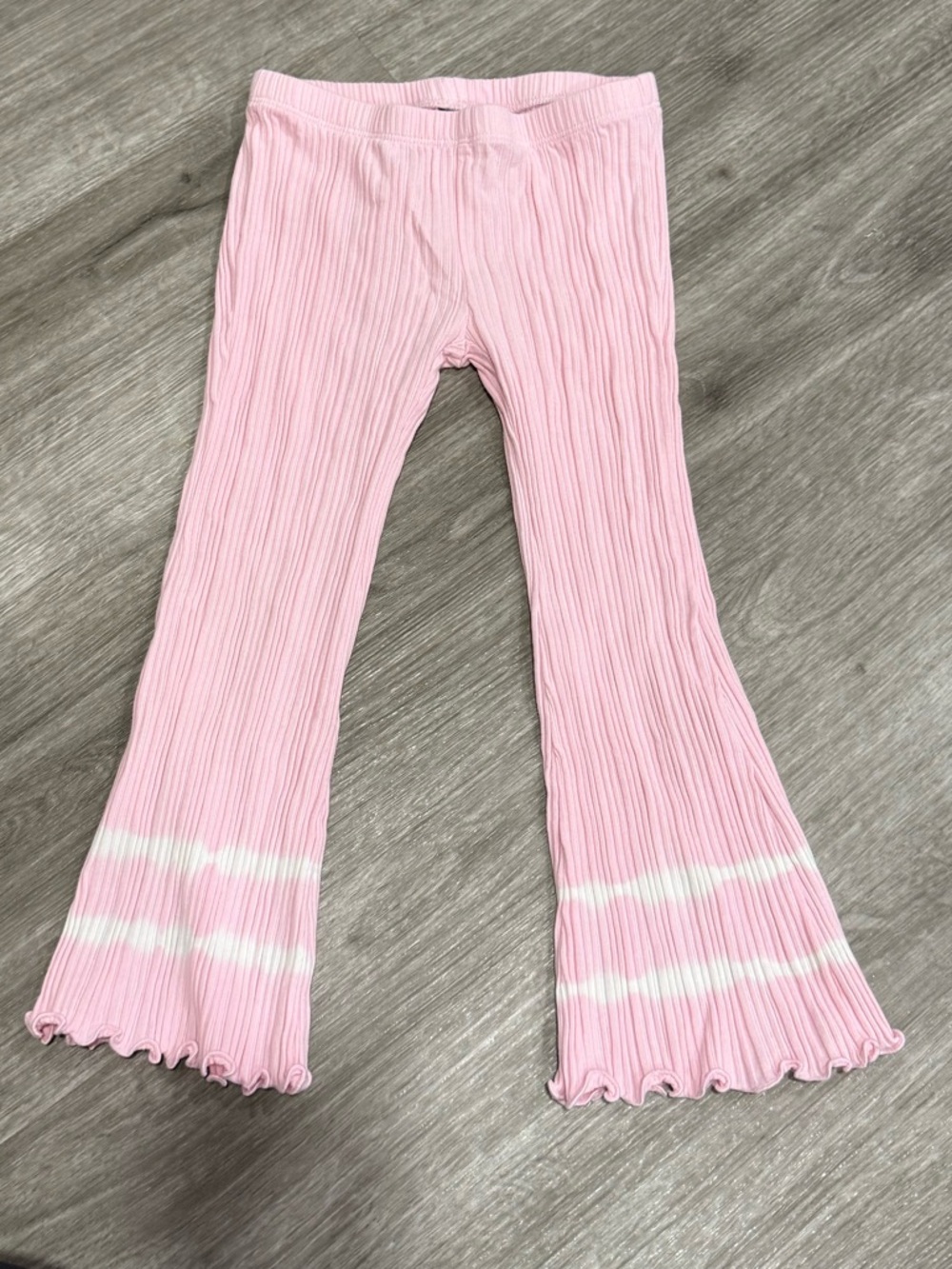 Old Navy Pink Ribbed Flare Leggings with White Stripes